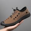Мужские дырчатые туфли летние новые с закрытым носком дышащие из мягкой кожи на мягкой подошве дышащие легкие мужские повседневные туфли сандалии с отверстиями