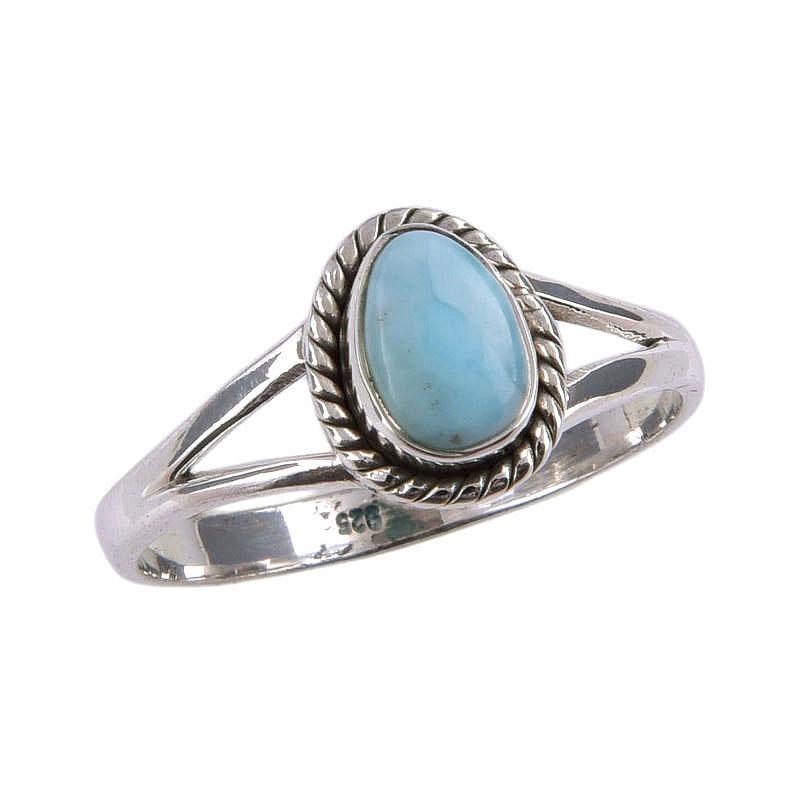 Natural Republic Larimar Gemstone Handmade 925 Sterling Silver Ring Size 9 O1e83