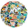 50 Sheets Of Outdoor Camping Theme Pp Waterproof Decorative Stickers Diy Mobile Phone Case Luggage Refrigerator