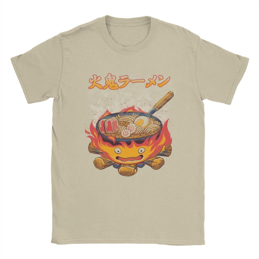 Мужские футболки Howled Ramen Movings Fire Demon Castles, 100% хлопок, винтажные футболки с круглым вырезом, новое поступление футболок