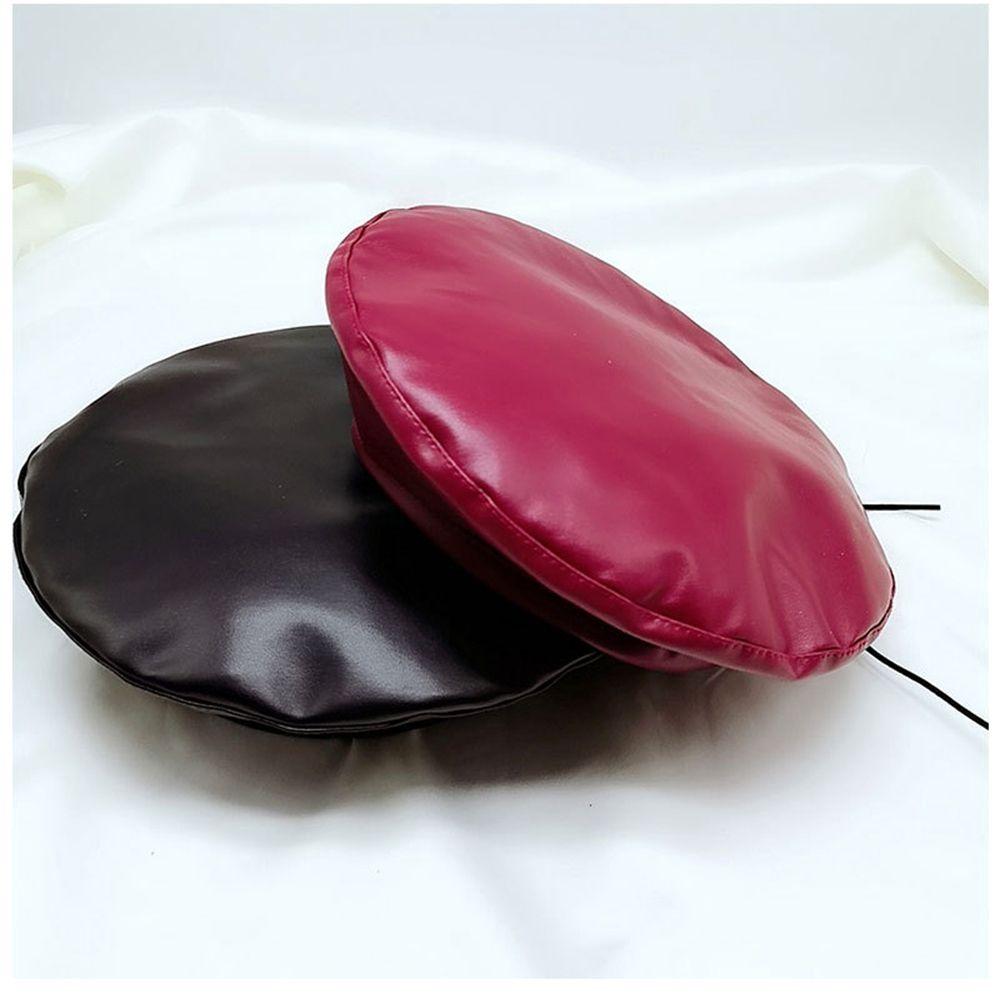 Women Warm Beanie Female Ladies Adjustable Hat Beret Cap French Artist Hat PU Leather Berets