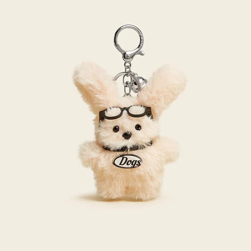 Plush Eyecatching Dog Keyring With Adorable Accessories And Soft Design Material