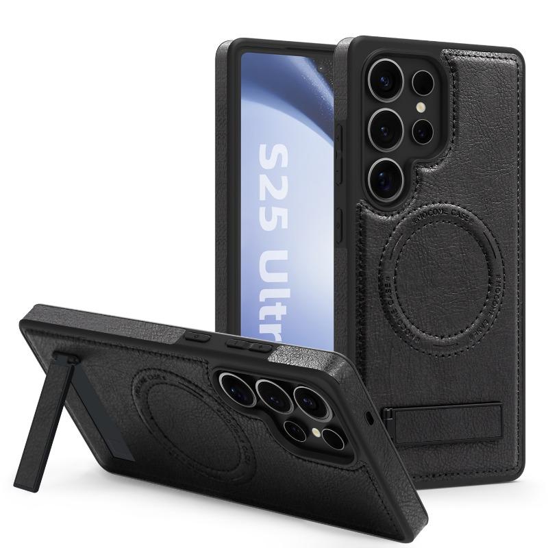 Официальный кожаный чехол-подставка с магнитом для Samsung Galaxy S25 S24 S23 S22 Ultra Plus S24FE для беспроводной зарядки Magsafe