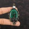 Tree Of Life Faceted Zambian Emerald Pendant Copper Wire Wrapped Pendant Rainbow Moonstone Pendant Handmade Copper Jewelry Gemstone Pendant