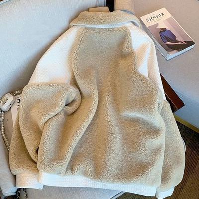 Дизайнерское нишевое пальто из искусственного меха с лацканами из овчины, женское, весна-осень-зима, свободный топ, короткое