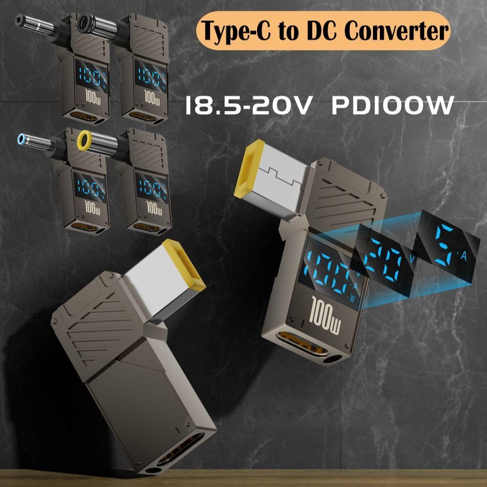 PD 100 Вт USB-C к DC Конвертер Цифровой дисплей Зарядное устройство для ноутбука Штекер для Lenovo/HP/Dell