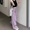 Брюки эластичные, с высокой талией, с регулируемым шнурком, длинные брюки, однотонные, широкие, с несколькими карманами