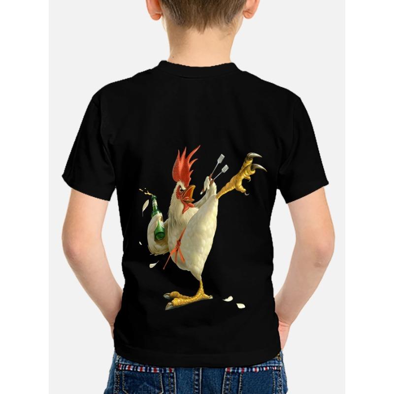 Футболка Футболка для мальчика Топ Кунг-фу Петух Одежда для детей Детская одежда Топы для мальчиков Детская одежда Футболка с коротким рукавом