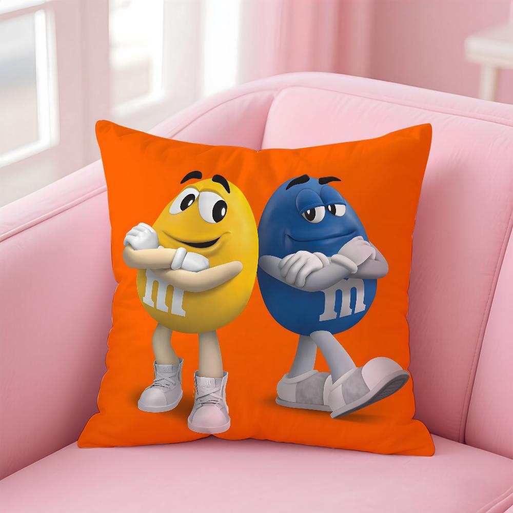 Модная Наволочка для Подушки с Шоколадными Конфетами M&M'S, Мем-Подушка, Наволочка Защитная от Пылевых Клещей, Невидимая Молния, Шелковистый Короткий Плюш, Чехол для Подушки Дивана