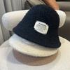 Шляпа женская осенне-зимняя вязаная теплая шляпа-ведро однотонная с закрытием лица лицо маленькая шляпа-ведро алфавит тканевая шляпа-ведро