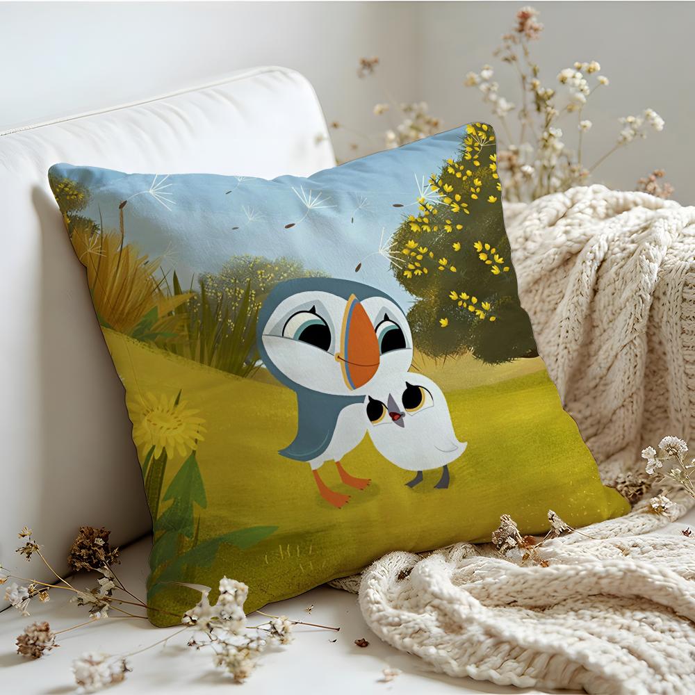 Cushion Cover Linen SkinFriendly Soft Decorative Case for Sofa Home Decor Kwaii Puffin Rock PPreschool Pillow cover