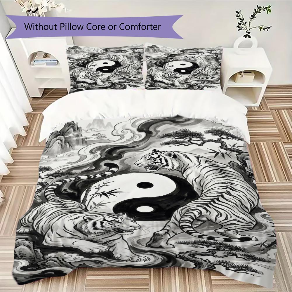 Tai Chi Animals Pattern Bedding uilt Set uilt Cover Pillowcase Home Decoration Birthday Gift (1 * duvet cover + 2 * pillowcase without core)106