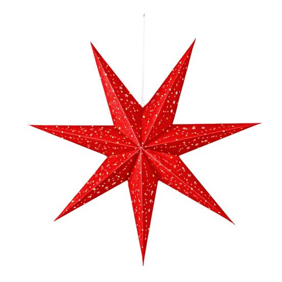 Christmas 3D Paper Star Lantern 7 Point Hollow Paper Star Lampshade Hanging Decoration for Christmas New Year Wedding Party Holiday Birthday