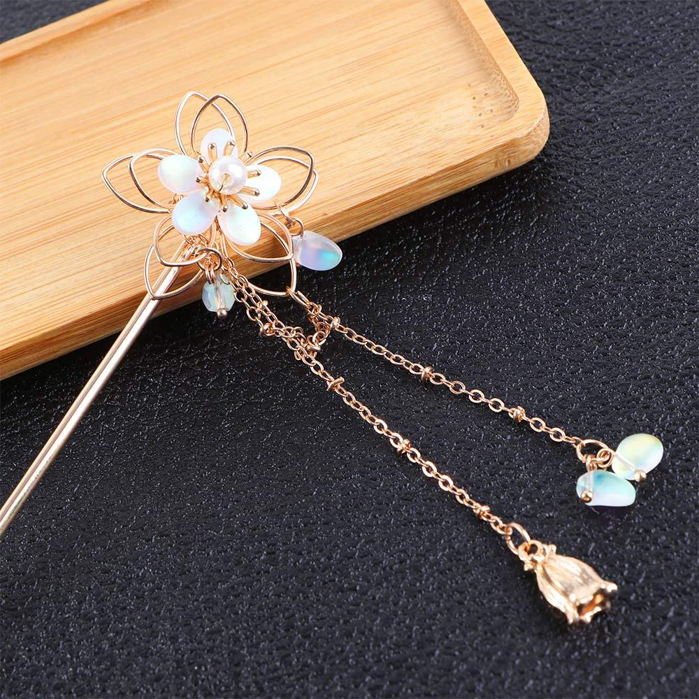 Chinese For Women Handwork Long Tassel Flower Hairpin Hanfu Hair Stick Hair Accessories Zinc Zinc Alloy