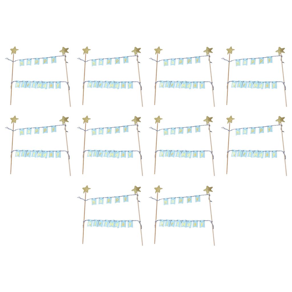 10 наборов украшений для торта «С Днем Рождения», персонализированные флажки, золотые звездные флаги, баннеры для празднования вечеринки
