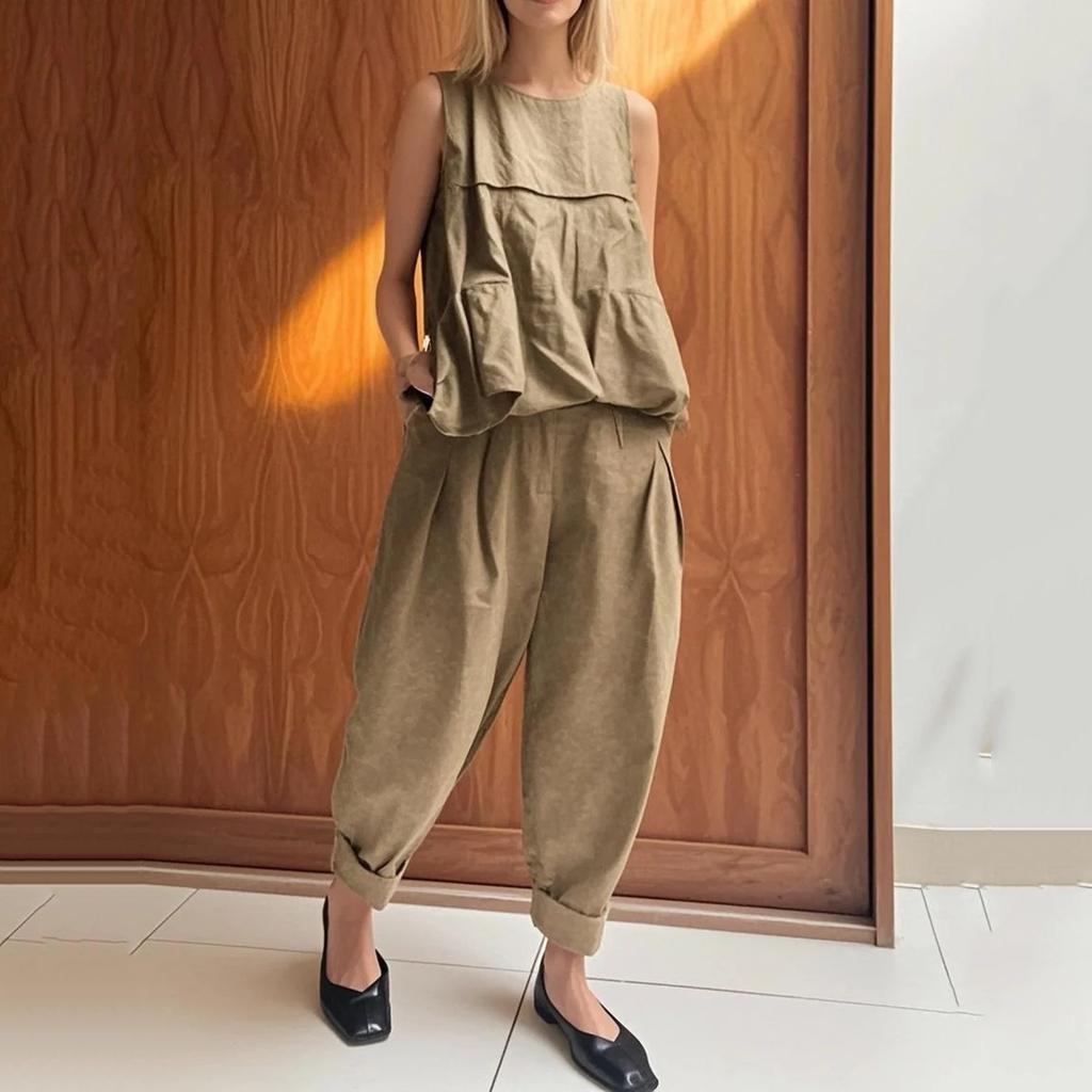 Women Casual Fit Wide Outfits 2 Piece Set