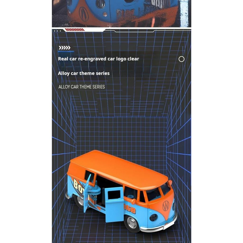 1/36 Симуляция Автобус-Транспортер Gulf Blue Металлическая Литая Модель для Volkswagen T1 Samba Игрушка для Детей Коллекционирование Подарки