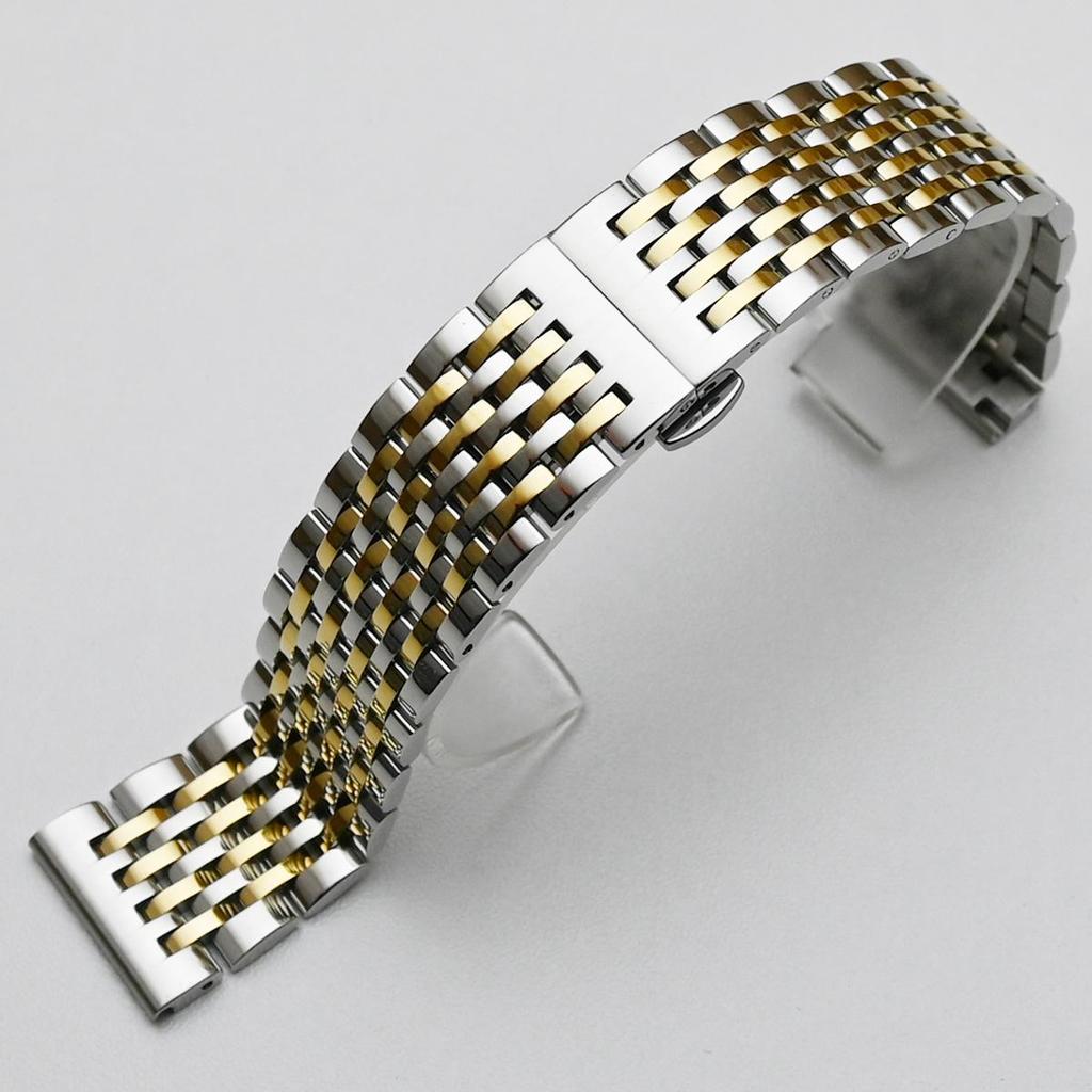 Ремешок для часов из нержавеющей стали с изогнутым концом, 18 мм, 19 мм, 20 мм, 21 мм, 22 мм, сменный ремешок, застежка-бабочка, ремешок для часов, браслет, серебро, золото