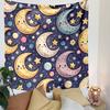 Cute Moons and Stars Cartoon Pattern Patterned Tapestry Decorative Wall Hanging, Home Bedroom Living Room Decor