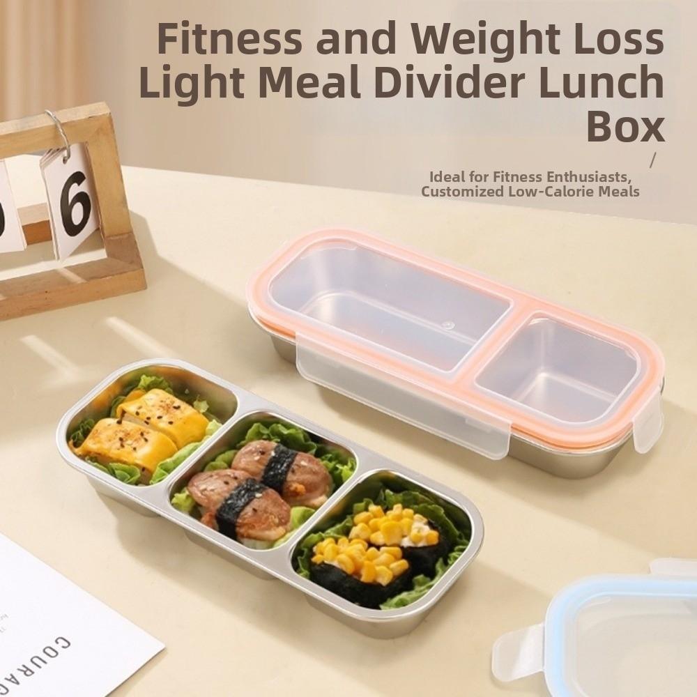 Reusable Food Storage Container Leakproof Seasoning Tray Stainless Steel Lunch Box Office