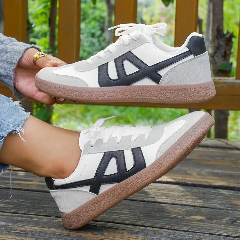 Fashion 2025 New Design Fashion Casual Shoes Lace Up Sneakers for Women Round Head Design Comfortable Sport Shoes