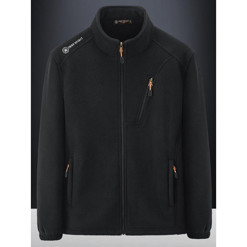 Пушистая куртка шерпа для мужчин, повседневная, на молнии, со стойкой, осенне-зимняя, теплая верхняя одежда, флисовые куртки, мужское пальто для активного отдыха, походов, мягкое, с карманами