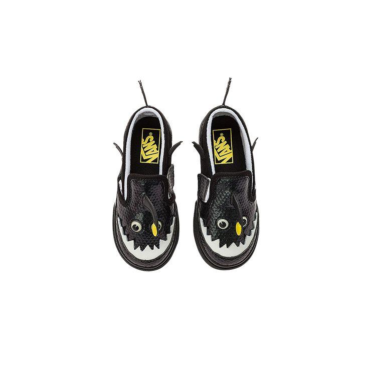 Vans Детские кроссовки без шнуровки с V-образным вырезом для малышей Angler Fish, черные и белые VN0005WM6BT