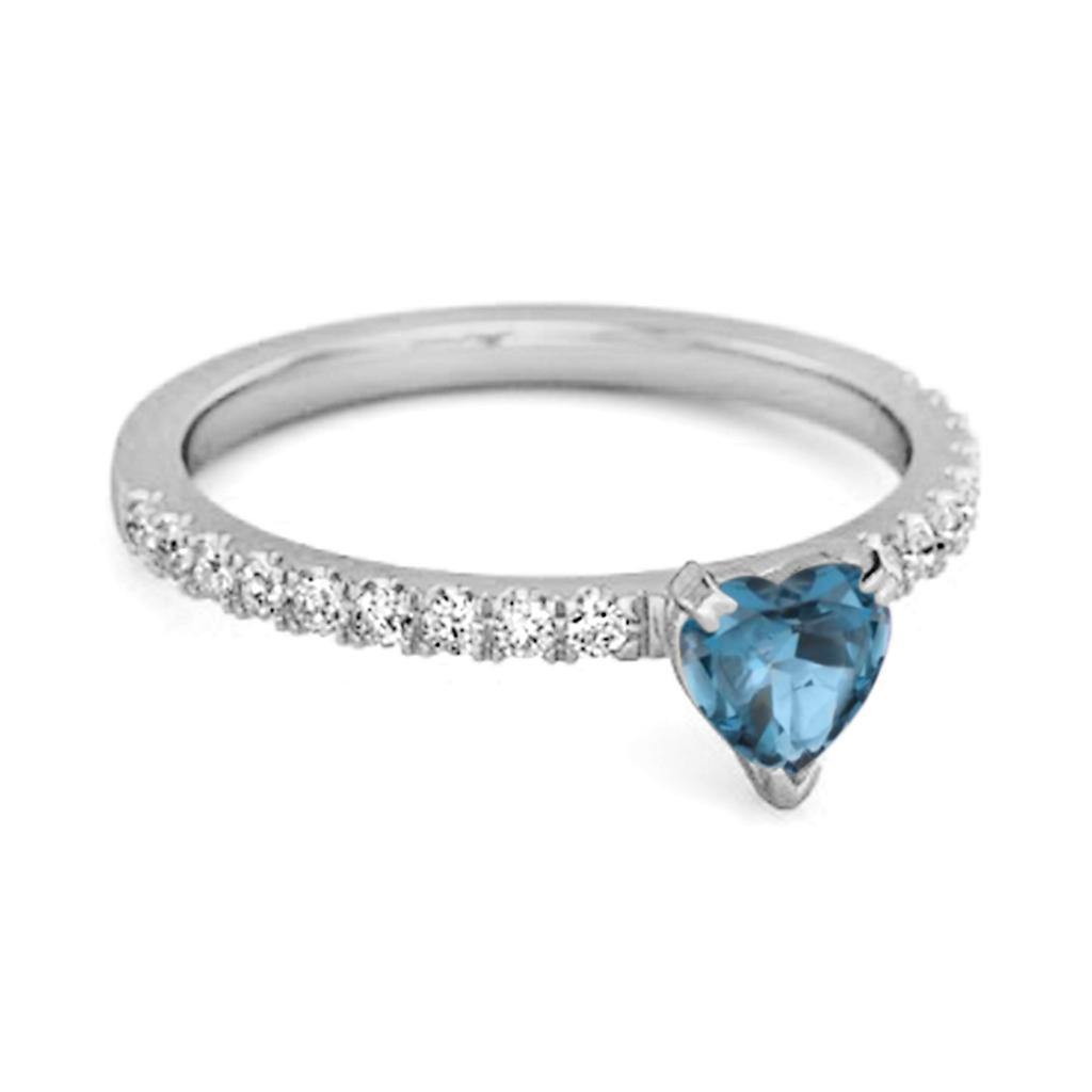 London Blue Topaz Pave Band Ring - 925 Sterling SIlver