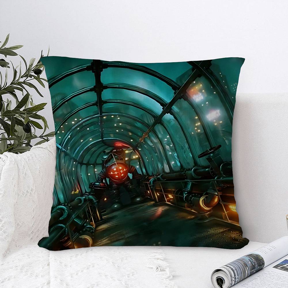 Retro BBioshock RRapture Game Office Cushion Pillowcase Car Cushion CoverXCM Lumbar Pillowcase Sofa Pillowcover