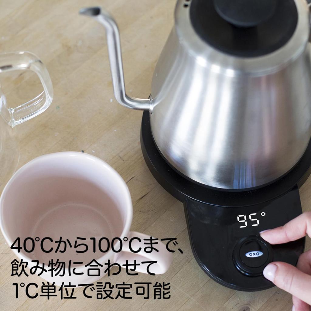 OXO Electric Kettle Coffee Drip Kettle Temperature Adjustment Warm Function with Timer 1.0L