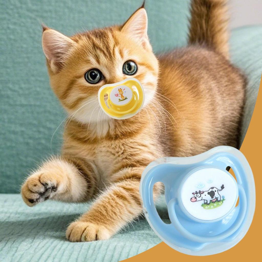4 шт. Соска для котенка, соска для щенка, силиконовая игрушка в форме бабочки с защитным колпачком для домашних животных, успокаивающая