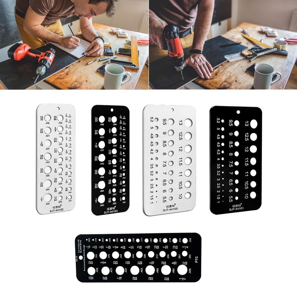 Metric/Inch Drill Bit Gauge Stainless Steel Fractional Drill Bit Size Gauge Measuring Tools 29 Holes Drill Bit Gauge