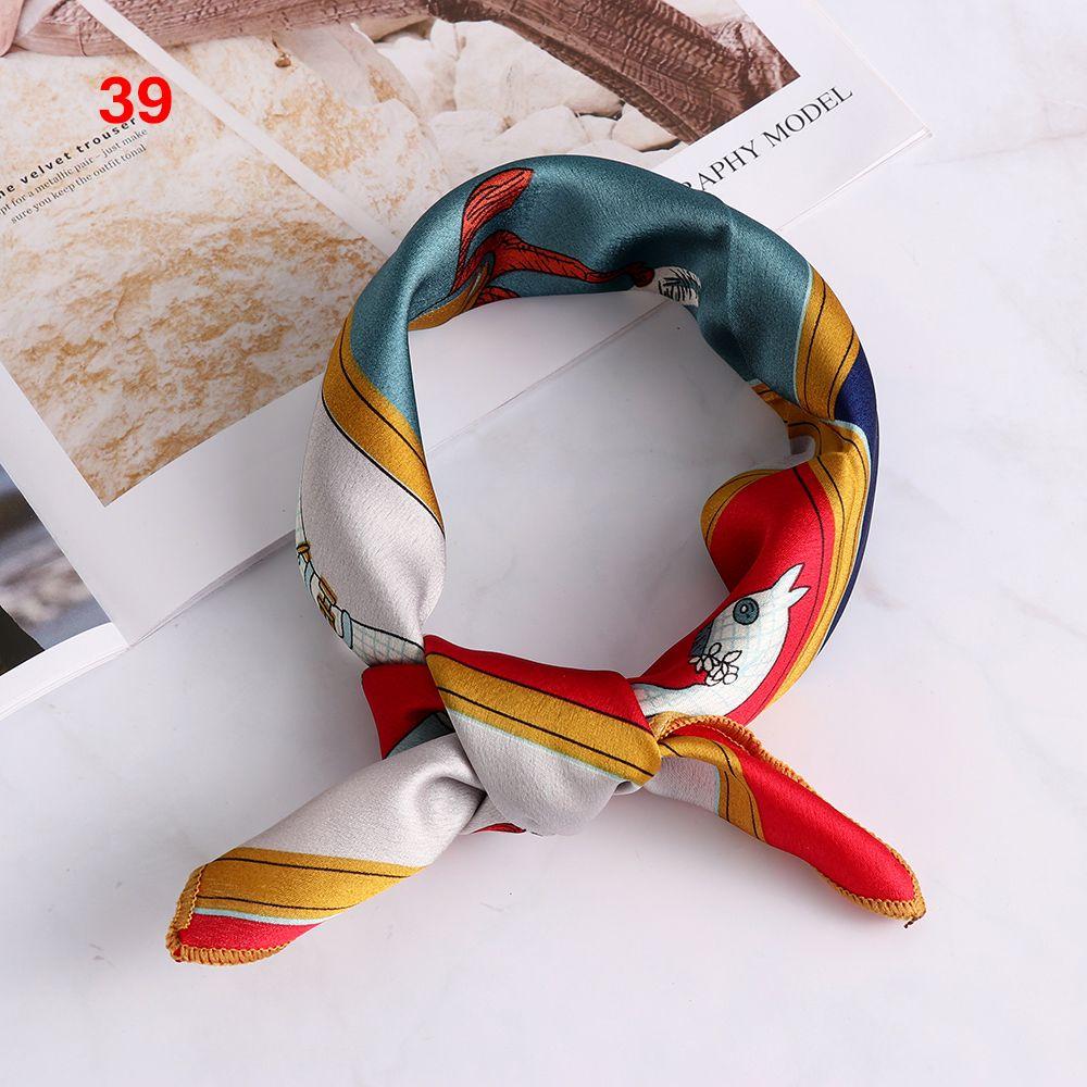 Vintage Wrist Wrap Head-Neck Tie Hair Band Silk Feel Satin Bandana Women Square Scarf Handkerchief