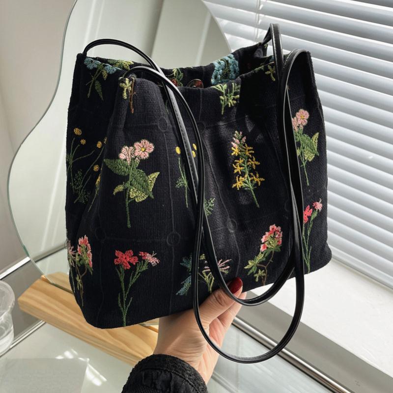 Роскошный бренд, большая сумка с цветами, новинка 2024 года, женская дизайнерская сумка из высококачественной ткани, сумки на плечо большой емкости