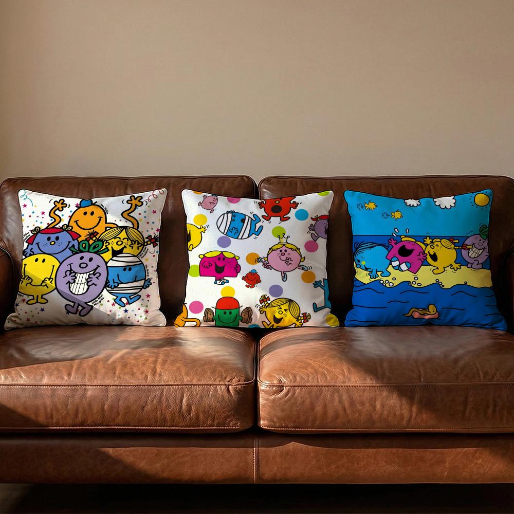 Mr Men and LLittle Miss Cushion Cover Soft Reversible Durable Pillow Cover MultiScene Use for Home Car Daily Comfort