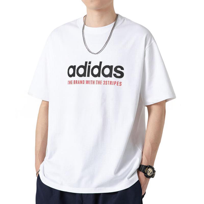 adidas Спортивная мода Удобная дышащая футболка с круглым вырезом и коротким рукавом Мужские топы KG8941