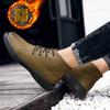 Men Handmade Leather Shoes Casual Hiking Boots Outdoor Winter Warm Ankle Boots High Top Walking Shoes Over Sized