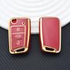 3 Buttons Gold Edge TPU Car Key Cover Case Auto Shell Fob Holder for VW Golf 7 ALLTRACK MK7 for Skoda Octavia A7 Protector Accessories