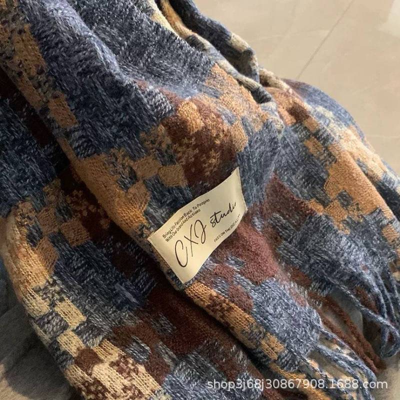 Scarf Korean atmosphere thickened scarf shawl women's warm scarf couple scarf winter versatile plaid scarf