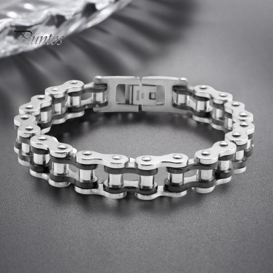 Браслет унисекс с дизайном мотоциклетной цепи из нержавеющей стали в стиле панк-хип-хоп, гладкий браслет на запястье для различных случаев
