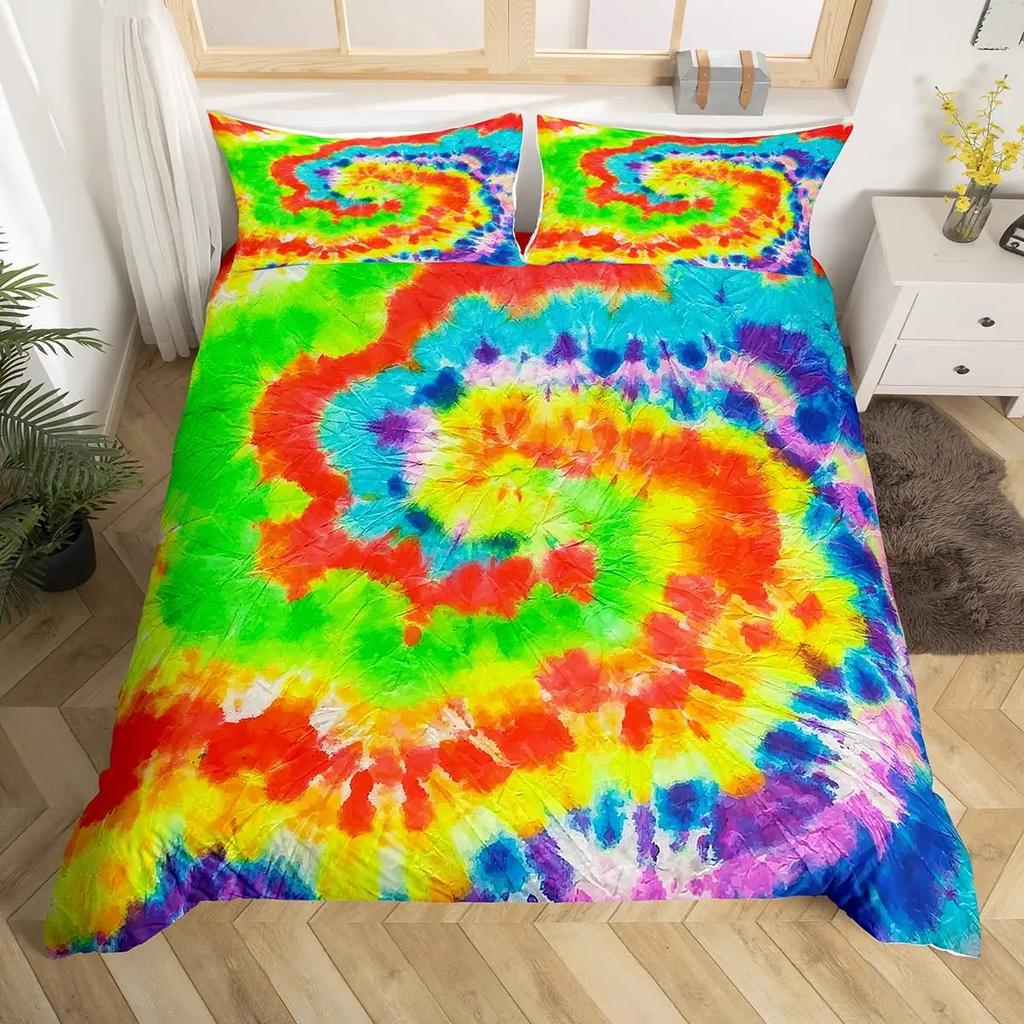 Комплект постельного белья с принтом тай-дай, комплект постельного белья с брызгами спиральных чернил, триповый, акварельный, покрывало для ребенка, мальчика, девочки, полиэстер, пододеяльник
