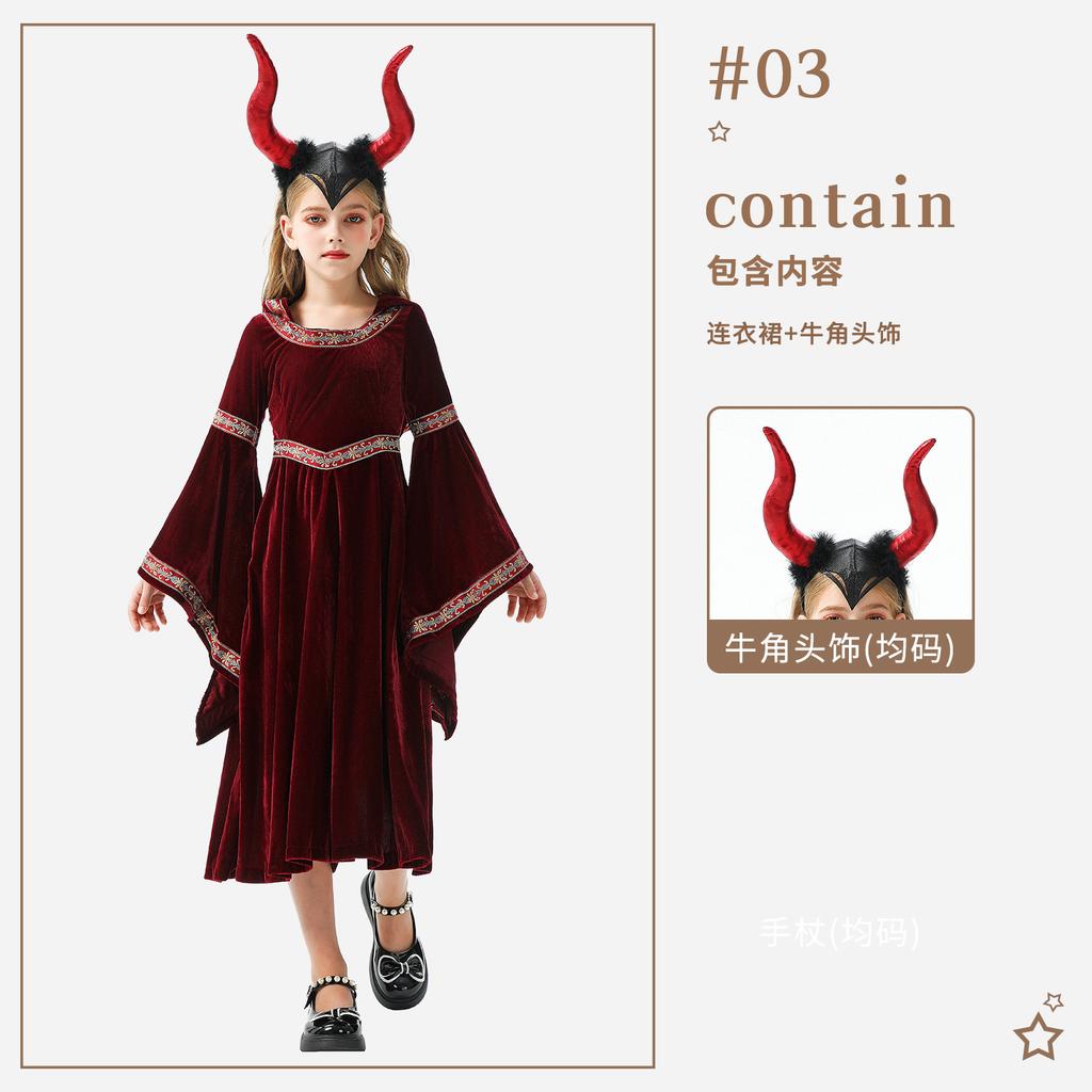 Halloween Children's Costume Vintage Court Children's Costume Witch Little Red Riding Hood Medieval Renaissance Dress