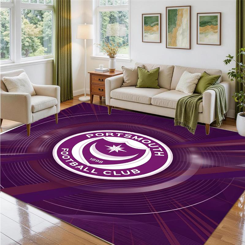 Portsmouth FC Design Crystal Velvet Rug Soft Decorative Mat for Bedroom Entrance