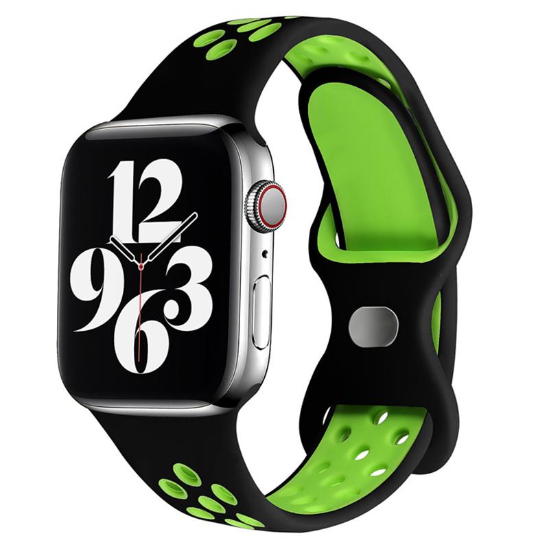Браслет Дышащий силиконовый спортивный ремешок, сменный ремешок для Iwatch Apple Watch Series 9, 8, 7, 6, 5, 4, 3, 2, 1 Se Ultra, 38 мм, 40 мм, 41 мм, 42 мм, 44 мм, 45 мм, 49 мм