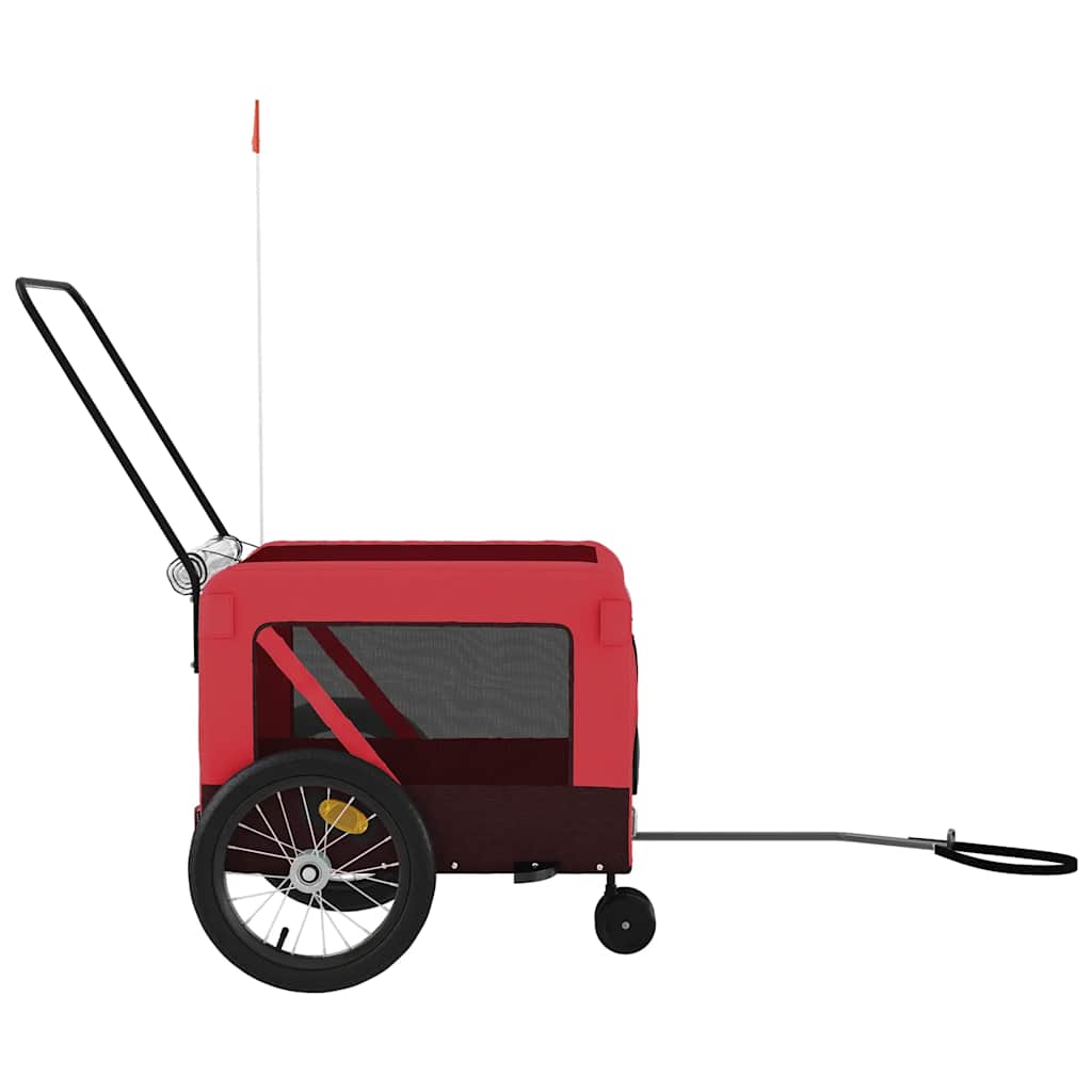 Bicycle Trailer for Dogs Red and Black Oxford Fabric & Iron