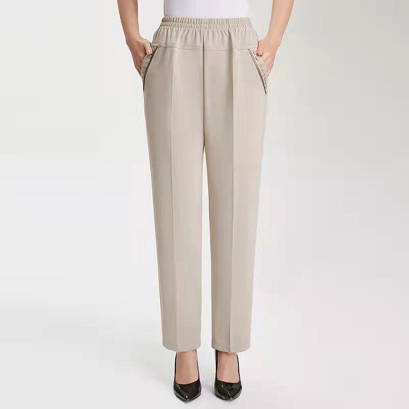 Летние прямые брюки больших размеров, женские элегантные длинные брюки с высокой талией