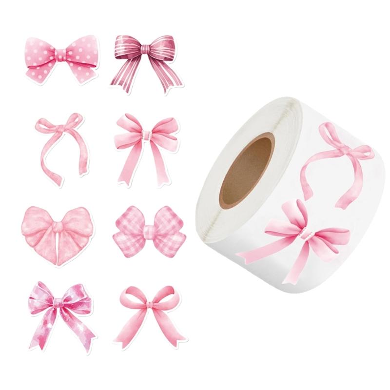 500 шт. Эстетичная наклейка Декоративная наклейка Розовые банты Наклейка-печать Наклейка-благословение для дневника, скрапбукинга