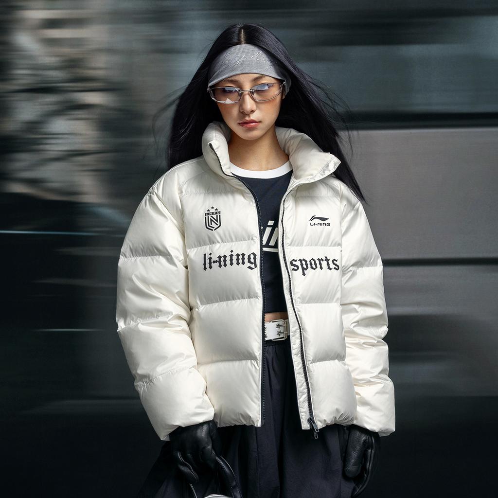Li Ning Горячие горшки Коллекция пуховиков Пуховик Унисекс Слоновая кость AYMV439-1