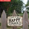 2D Flat 20*10cm1pc "This Is My Happy Place" Vintage Style Wooden Decorative Sign, Elegant Artistic Pattern Wall Hanging Plaque, with No Electricity