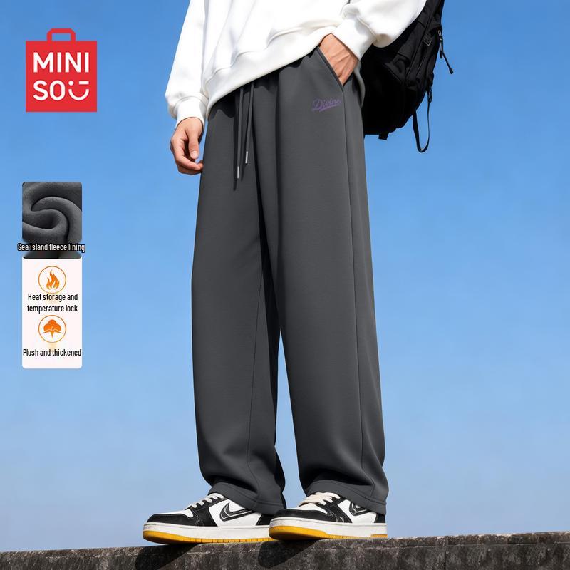 MINISO Мужские зимние флисовые повседневные брюки прямого кроя
